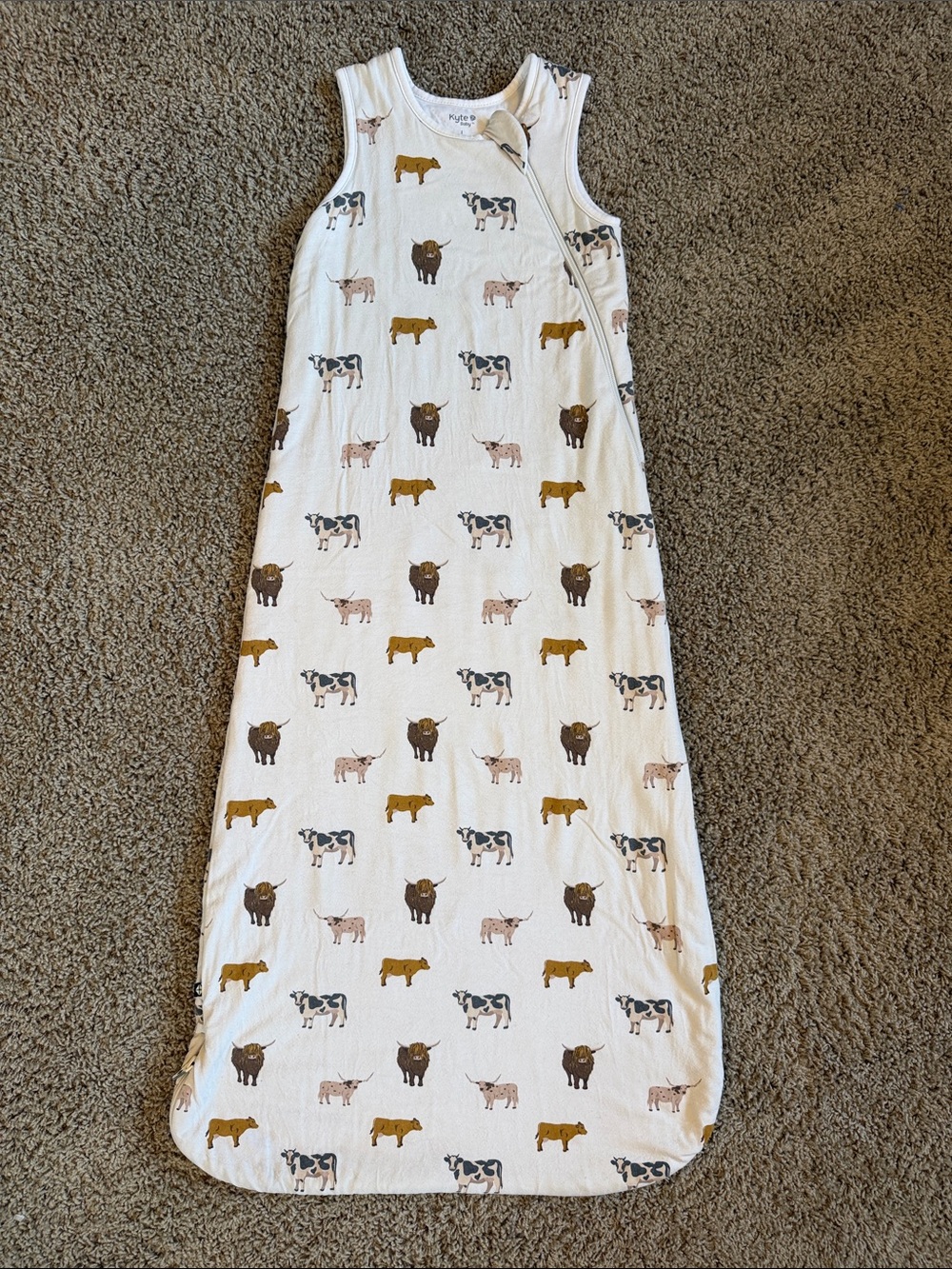 Kyte BABY Cream Sleeveless Sleep Sack with Farm Animal Print